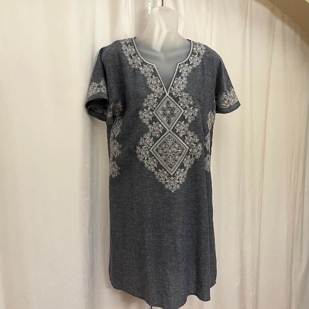 Blue linen blend tunic